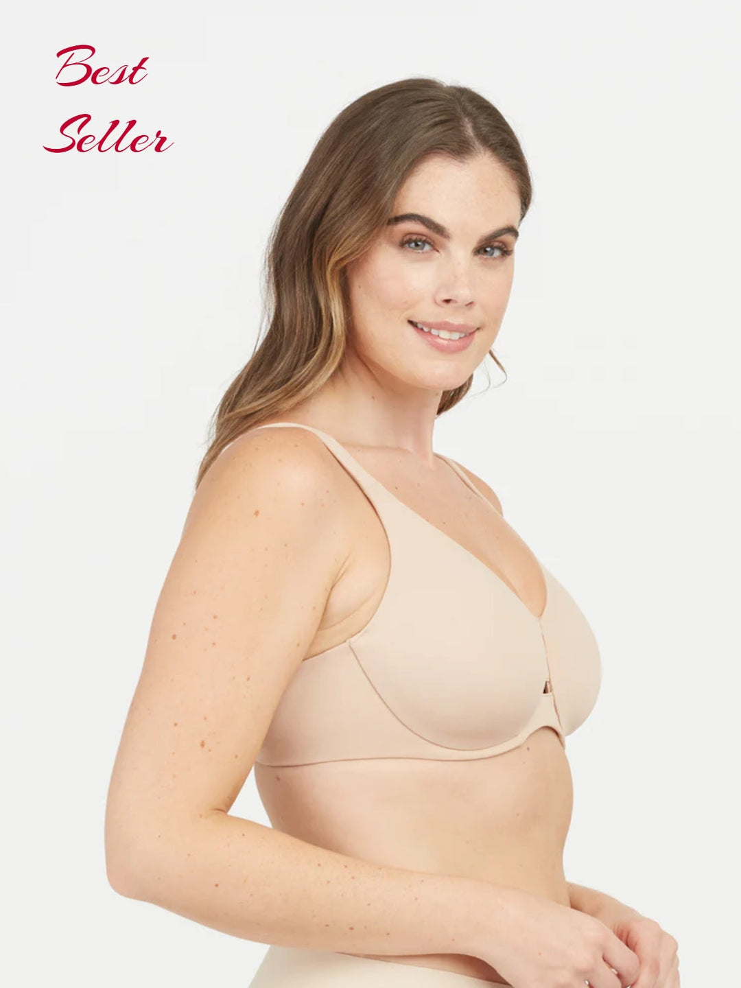 Beiger Minimizer-BH für Damen, nahtlos, bequem, Bestseller, Unterwäsche, große Größen.