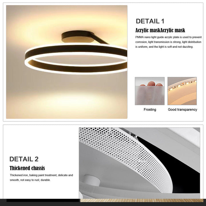 Moderne LED-Deckenleuchte, schwarz, Acryl, energiesparend, gleichmäßige Lichtverteilung.