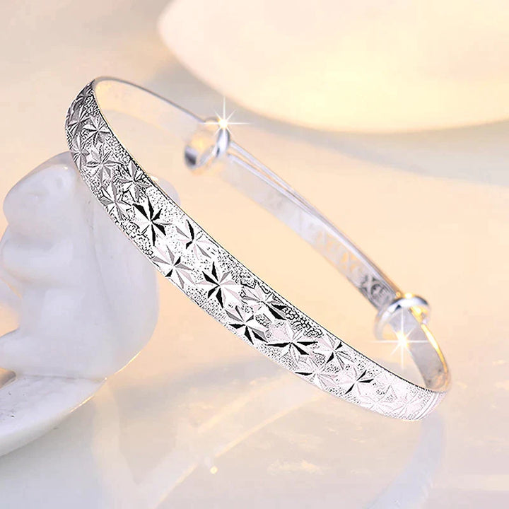Silberarmband mit Sternenmuster, glänzend, Damen-Schmuck, elegant, modisch, Geschenkidee
