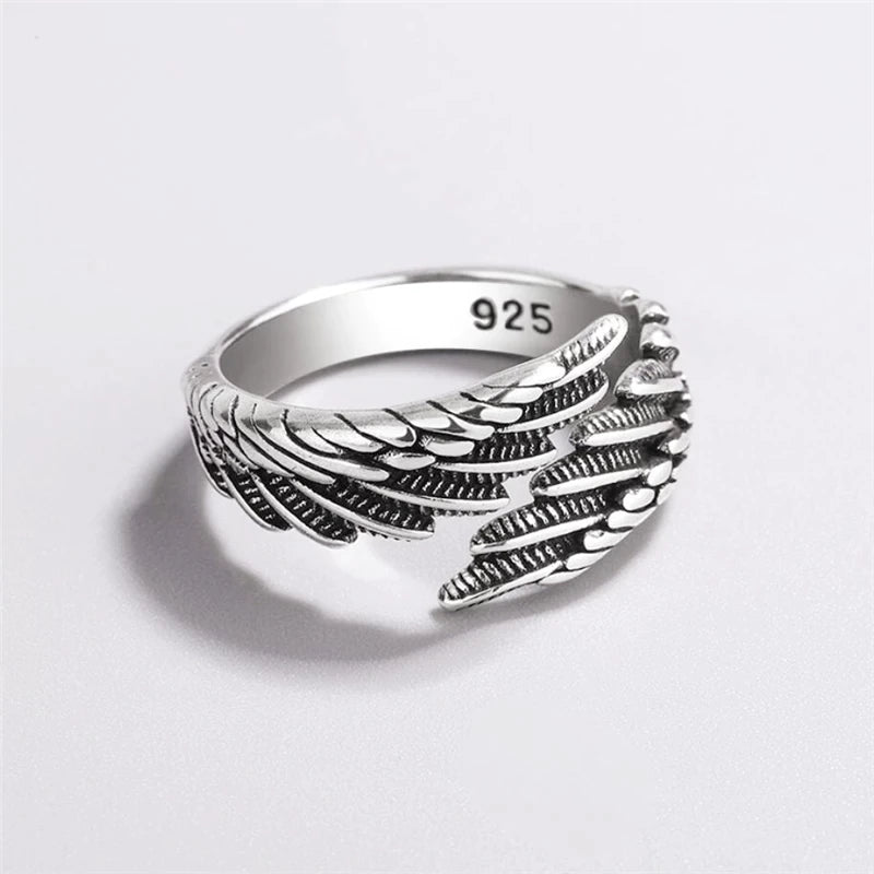 Silberring mit Flügel-Design, 925 Sterling Silber, Schmuck für Damen und Herren.
