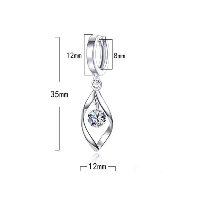 Silberne Ohrringe mit Zirkonia-Anhänger, 35mm, elegantes Design, Schmuck für Damen