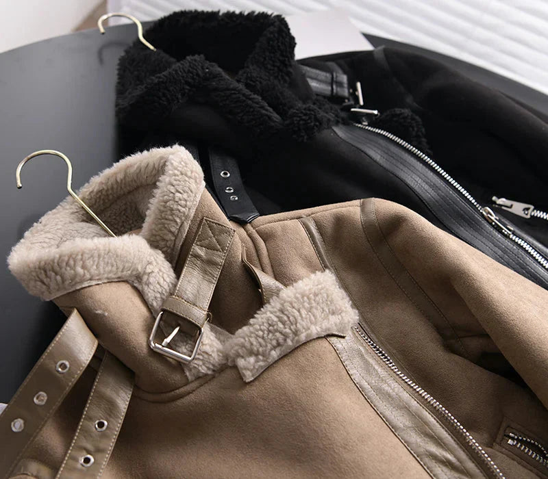 Dámská Sherpa bomber bunda z fleece s zipem – Amira