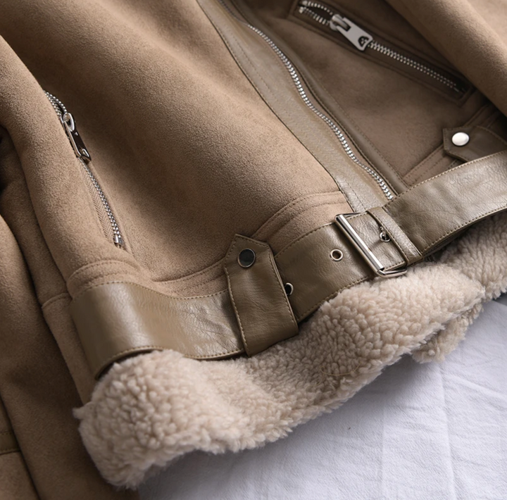 Dámská Sherpa bomber bunda z fleece s zipem – Amira