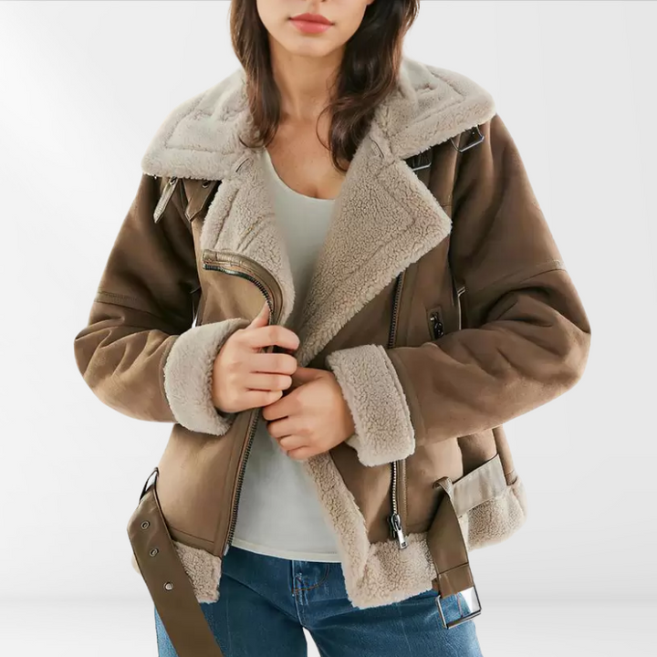 Dámská Sherpa bomber bunda z fleece s zipem – Amira