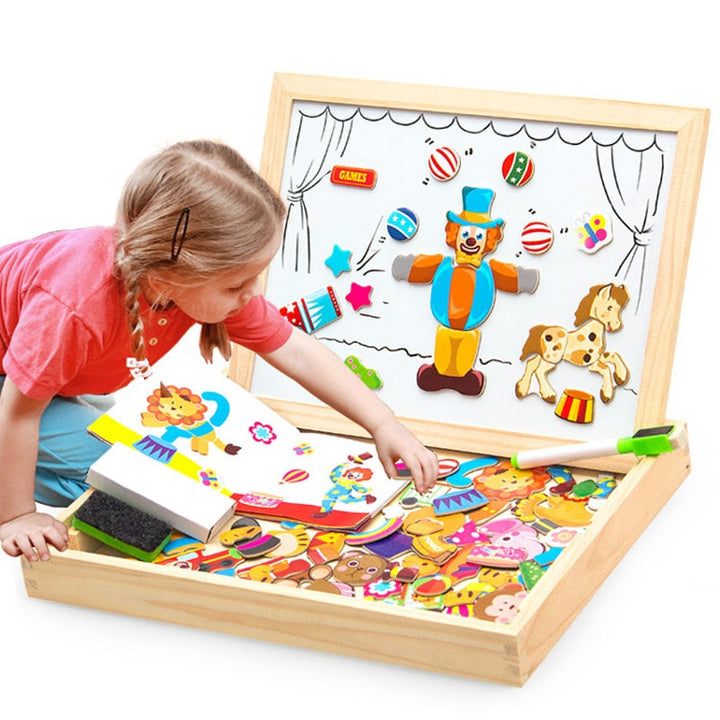 KreativBox Magnetická hra – Zábavné učení s puzzlem a kreslicí deskou