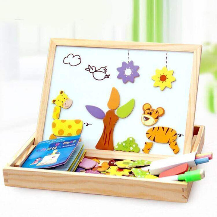 KreativBox Magnetická hra – Zábavné učení s puzzlem a kreslicí deskou