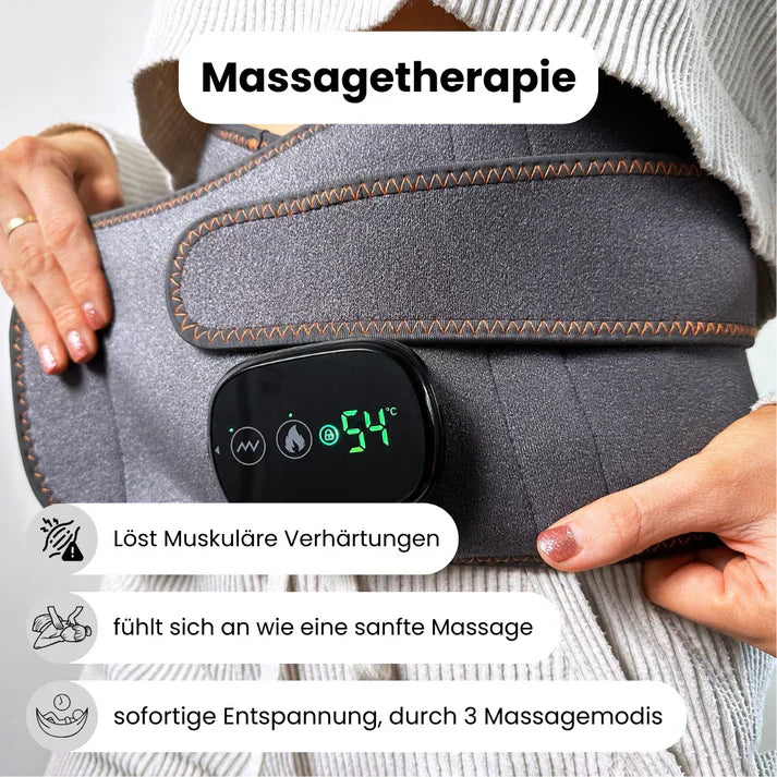 Graues Massagegerät mit digitalem Display, Temperaturanzeige, für Muskelentspannung.