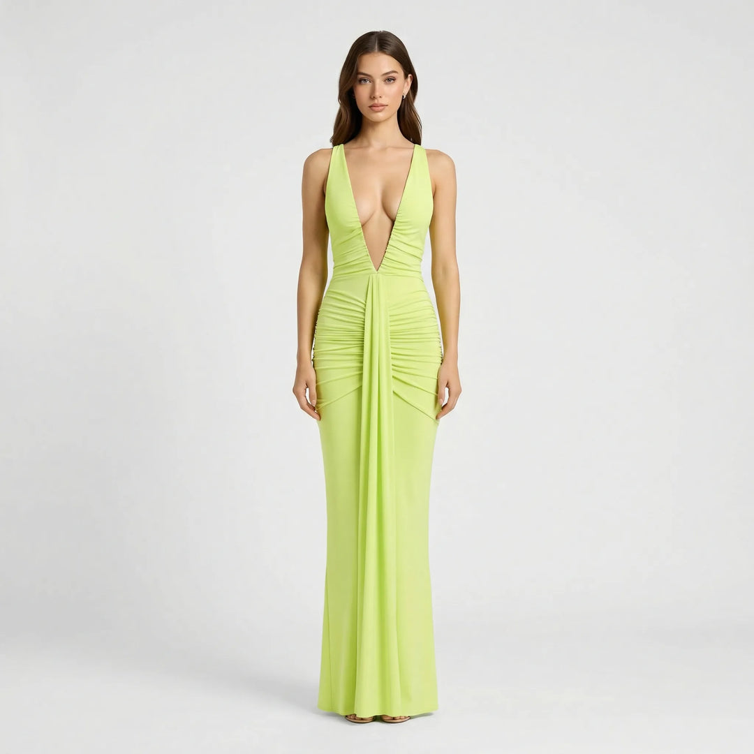 Maxikleid Mit Tiefem V Ausschnitt - Alisha
