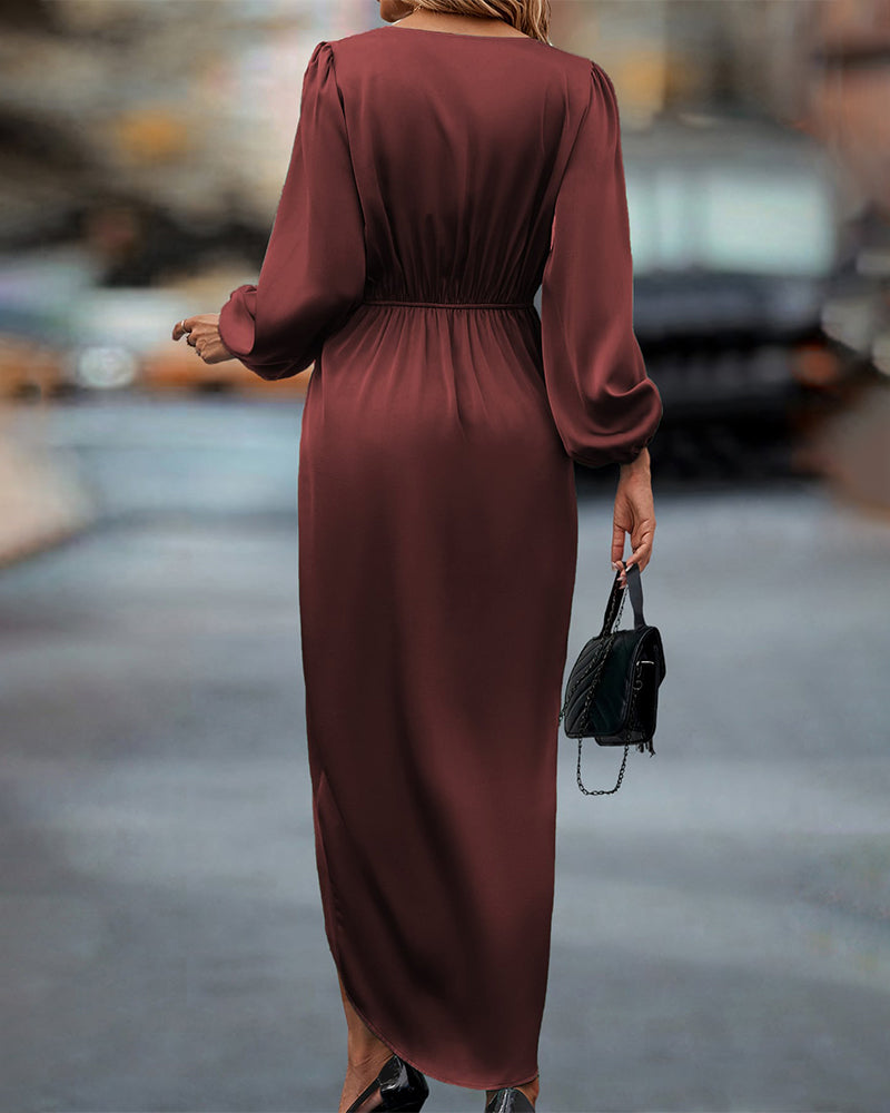 Midi-Länge Kleid - BurgundyChic 