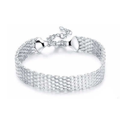 Silberarmband Damen, mehrreihig, verstellbar, elegantes Design, Schmuck für Frauen.