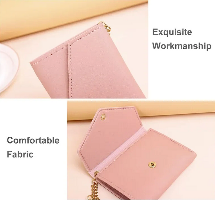 Rosa Mini-Geldbörse mit Quastenanhänger, Kunstleder, exquisite Verarbeitung, komfortabler Stoff.
