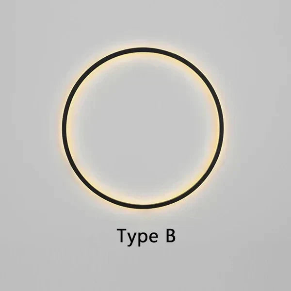 Minimalistische LED-Wandlampe, schwarzer Kreis, moderne Innenbeleuchtung, Typ B.