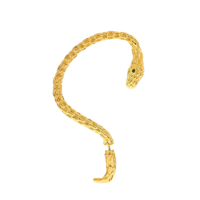 Goldener Schlangen-Ohrring, Vintage Gothic Punk Stil, Zirkon, für Frauen, modisches Accessoire.