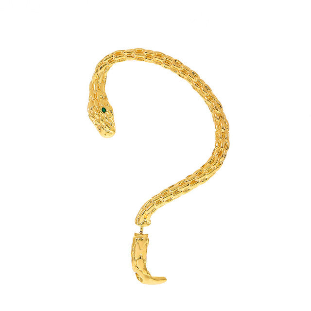 Goldener Schlangen-Ohrring, Vintage Gothic Punk Stil, Zirkon, für Frauen, modisch und elegant.