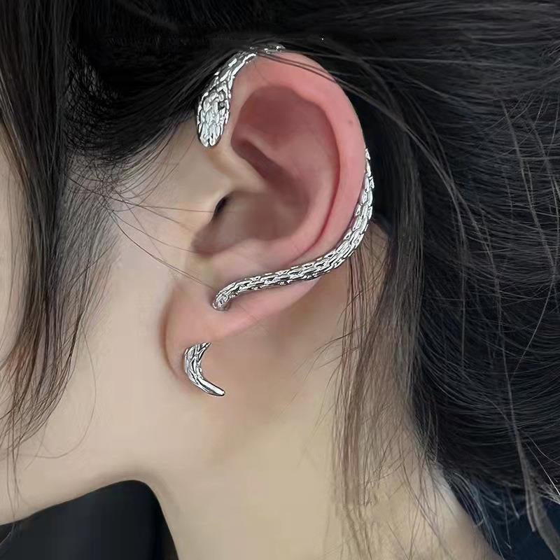 Silberner Schlangen-Ohrring, Zirkon, Vintage Gothic Punk Stil, für Frauen, modisch.