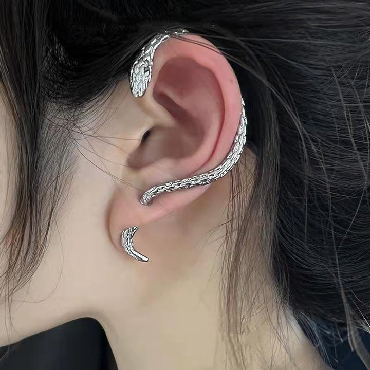 Silberner Schlangen-Ohrring, Zirkon, Vintage Gothic Punk Stil, für Frauen, modisch.