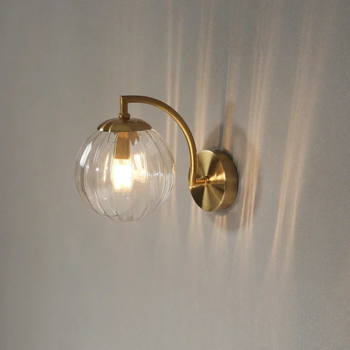 Moderne LED-Wandleuchte, Glas, goldfarben, nordisches Design, Wohnzimmer, Schlafzimmer.