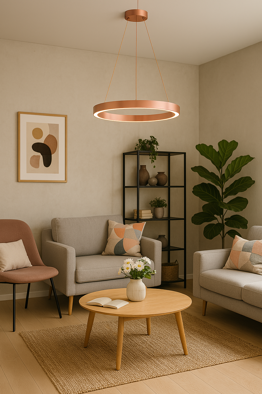 Moderní LED závěsné svítidlo – Dimmovatelné, trvanlivé a stylové – Kružnicový design pro jídelnu, obývací pokoj a kancelář
