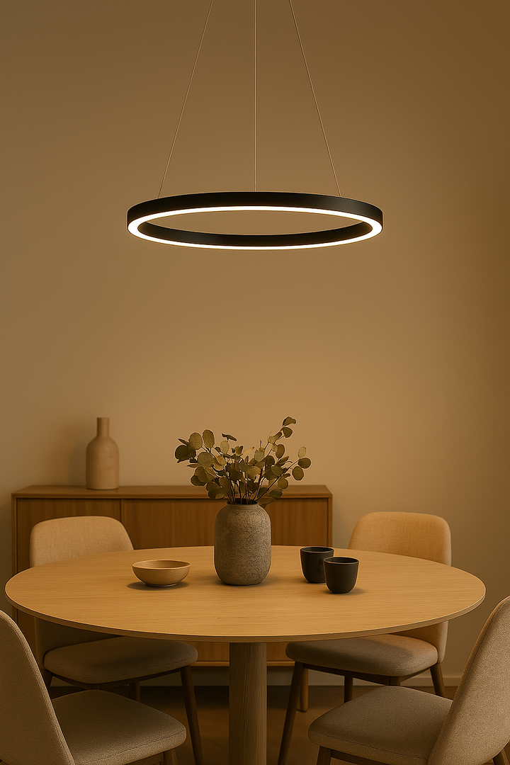 Moderní LED závěsné svítidlo – Dimmovatelné, trvanlivé a stylové – Kružnicový design pro jídelnu, obývací pokoj a kancelář