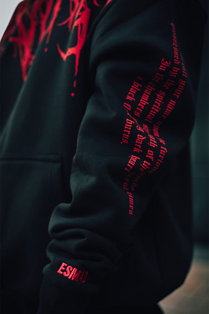 Přesně velký těžký hoodie s podzimním potiskem – Damon