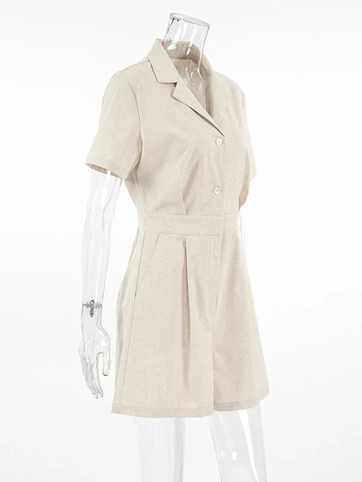 Lněný letní overal s krátkými rukávy – Maelis