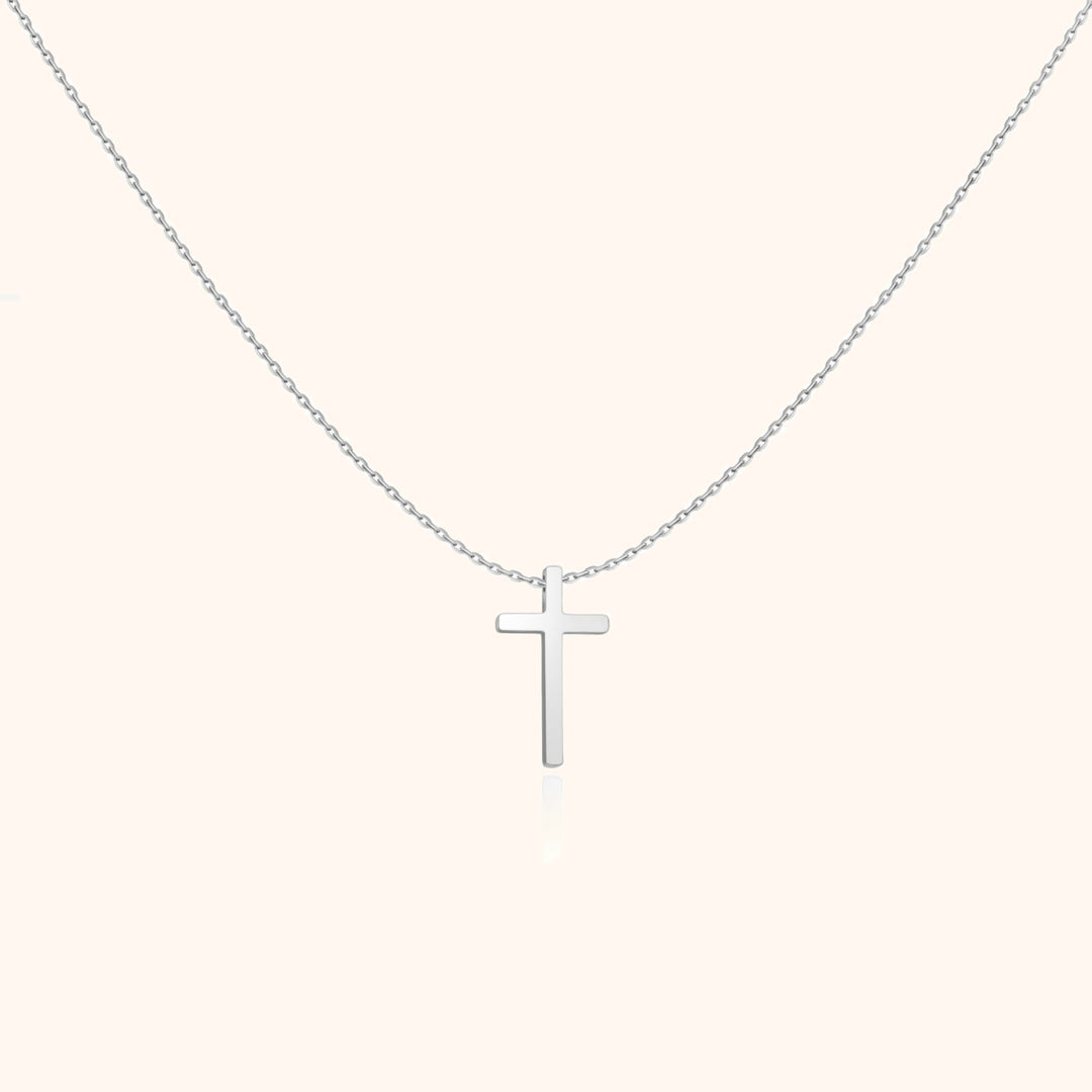 Silberne Kreuzkette, minimalistisches Design, Damen-Halskette, religiöser Schmuck, Geschenkidee.
