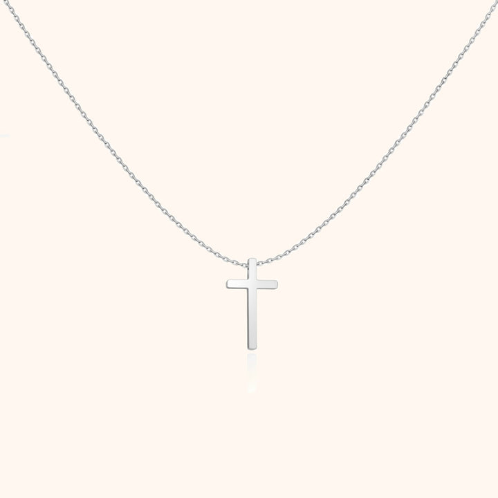 Silberne Kreuzkette, minimalistisches Design, Damen-Halskette, religiöser Schmuck, Geschenkidee.