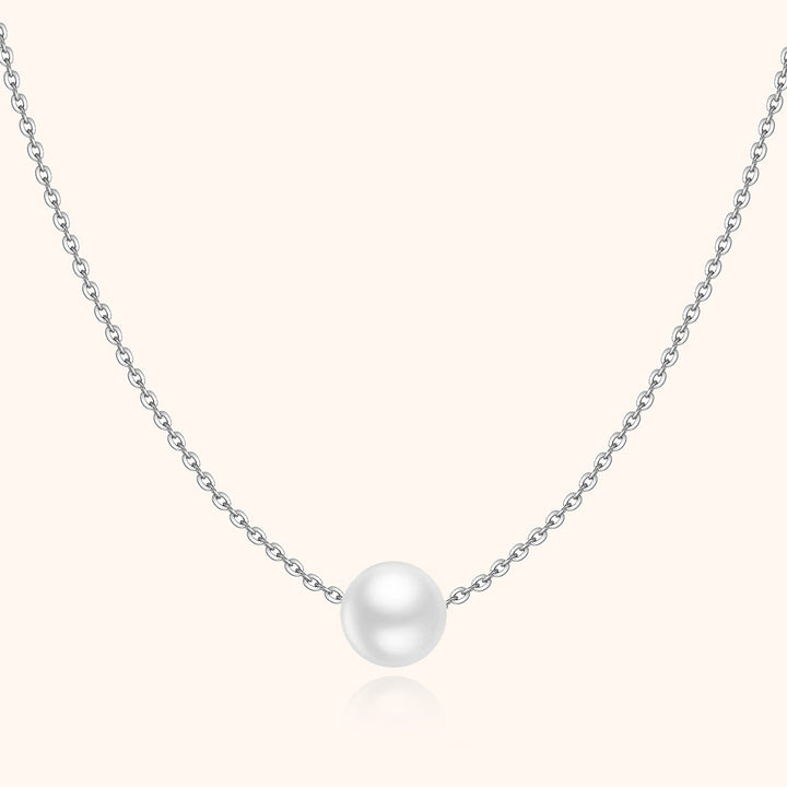 Silberkette mit weißer Perle, elegantes Schmuckstück, Damenhalskette, minimalistisches Design.