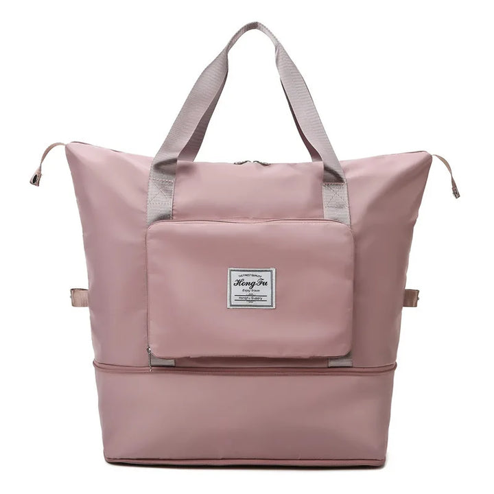 Rosa Reisetasche, wasserdicht, mit Reißverschluss, große Kapazität, für Damen, Nylonmaterial