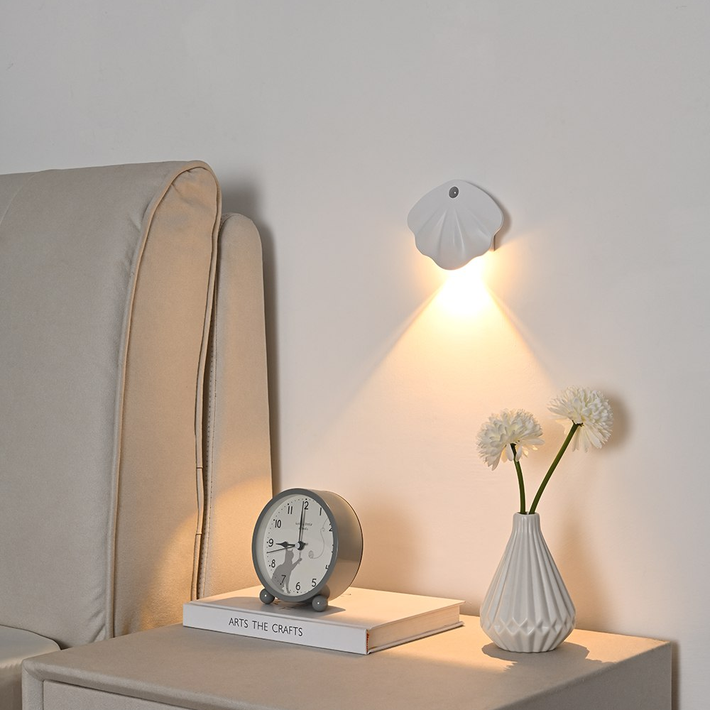 Weiße Muschel-Wandleuchte, modernes Design, Beleuchtung, Wohnzimmer, Dekoration, LED-Lampe.