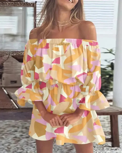 Trendové boho mini šaty s designem na jedno rameno a vzdušným střihem - Ysa