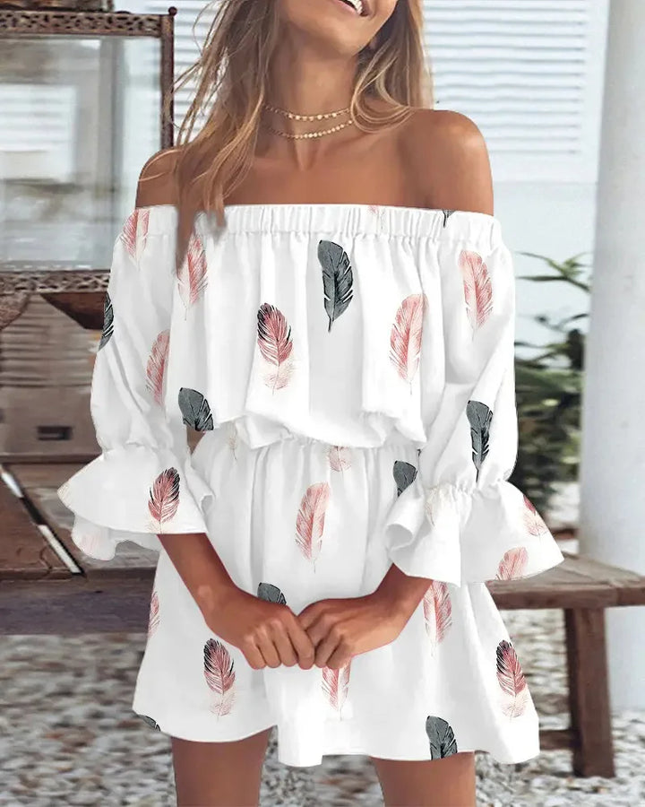 Trendové boho mini šaty s designem na jedno rameno a vzdušným střihem - Ysa