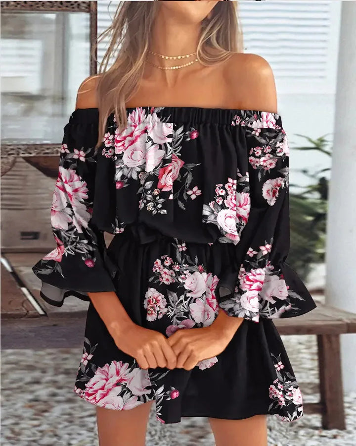 Trendové boho mini šaty s designem na jedno rameno a vzdušným střihem - Ysa