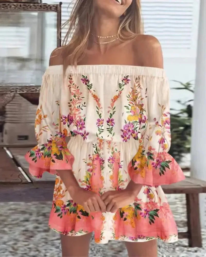 Trendové boho mini šaty s designem na jedno rameno a vzdušným střihem - Ysa