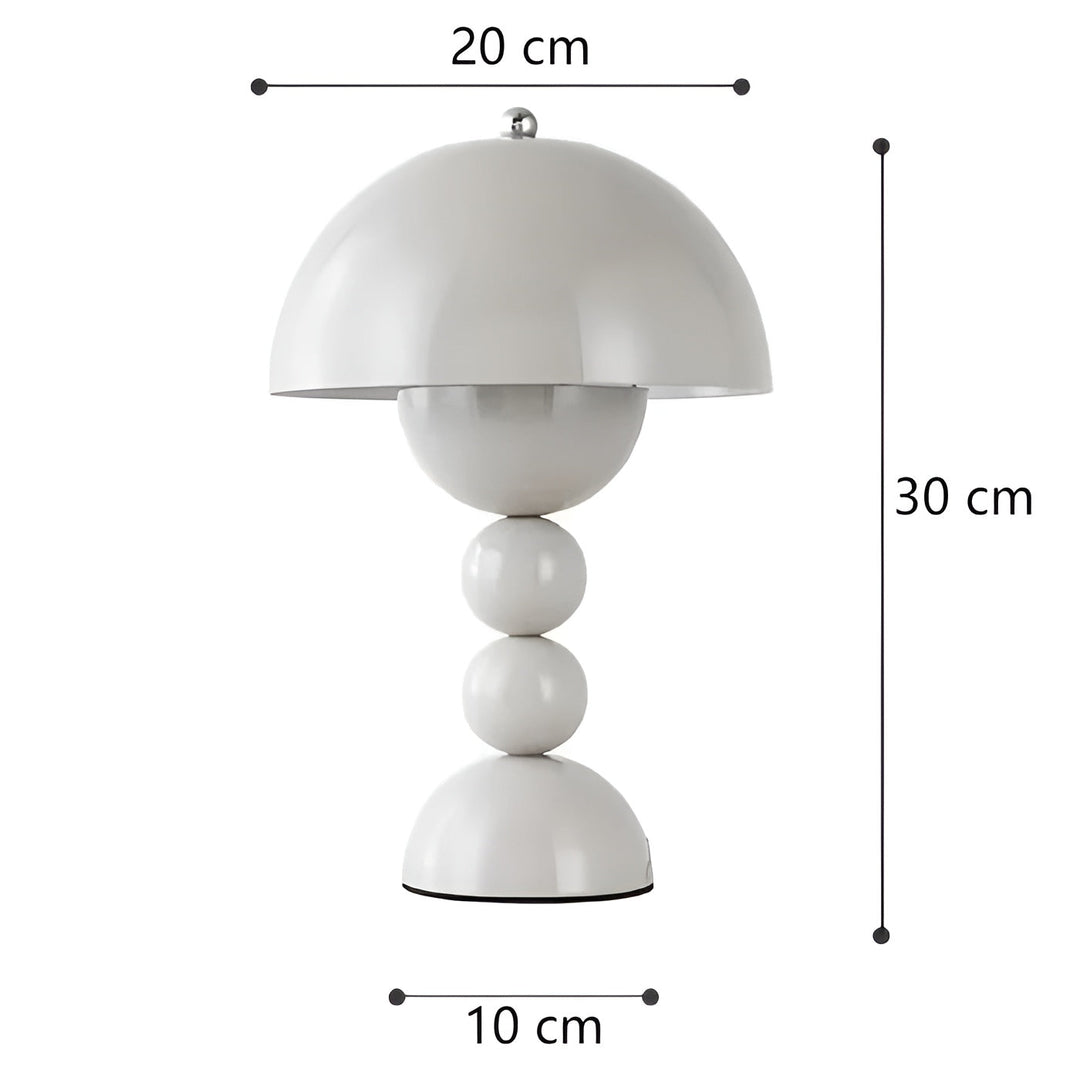 Weiße nordische Tischlampe, tragbar, kugelförmiges Design, 30 cm hoch, modernes Dekor.