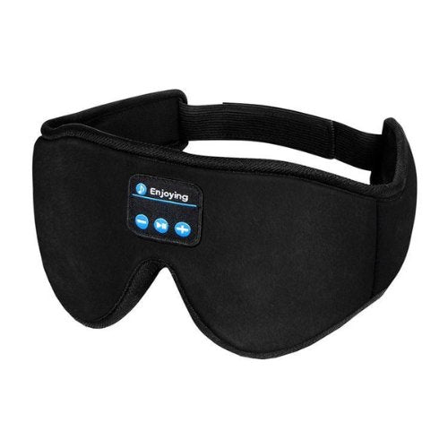 Schwarze Augenmaske mit Bluetooth, kabellos, verstellbar, für Schlaf und Entspannung.