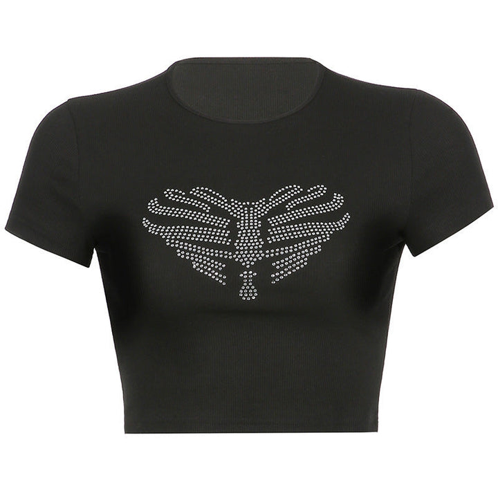 Trendy dámský crop top s kamínkovým vzorem kostry – Yara