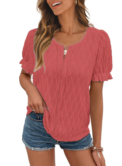 Vzdušné a stylové dámské tričko s polodlouhým rukávem a krajkovými detaily – Noemi