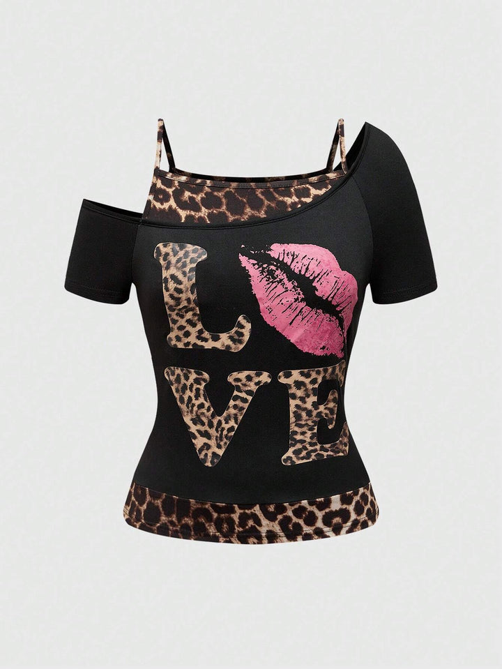 Trendy dámská off-shoulder košile s leopardím potiskem – Zaria
