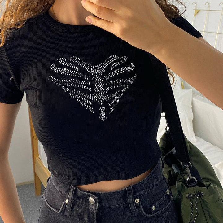Trendy dámský crop top s kamínkovým vzorem kostry – Yara