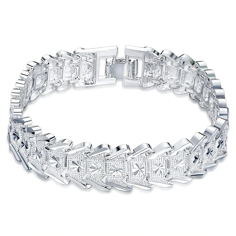 Silbernes Armband mit quadratischen Zirkonia-Steinen, luxuriöses Design, Schmuck für Damen