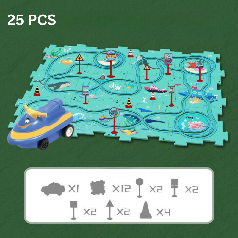 Spielmatte Set 25-teilig, Ozean-Thema, Puzzlematte, Kinder, Lernspielzeug, Blau, Grün