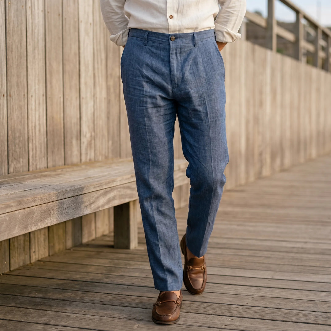 Office Wear Linen Blend Trousers -  Sheldon