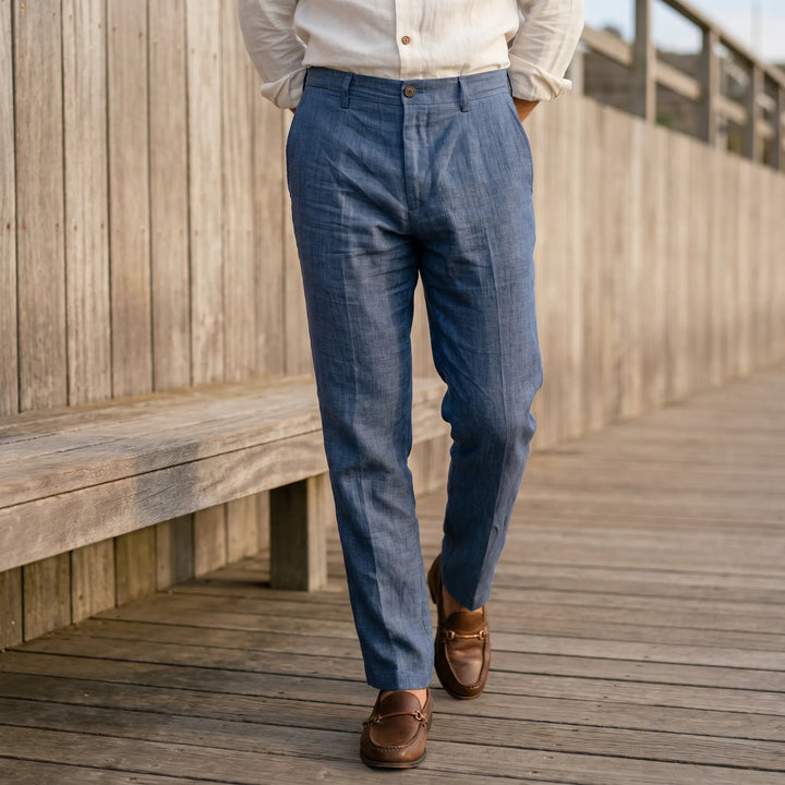 Office Wear Linen Blend Trousers -  Sheldon