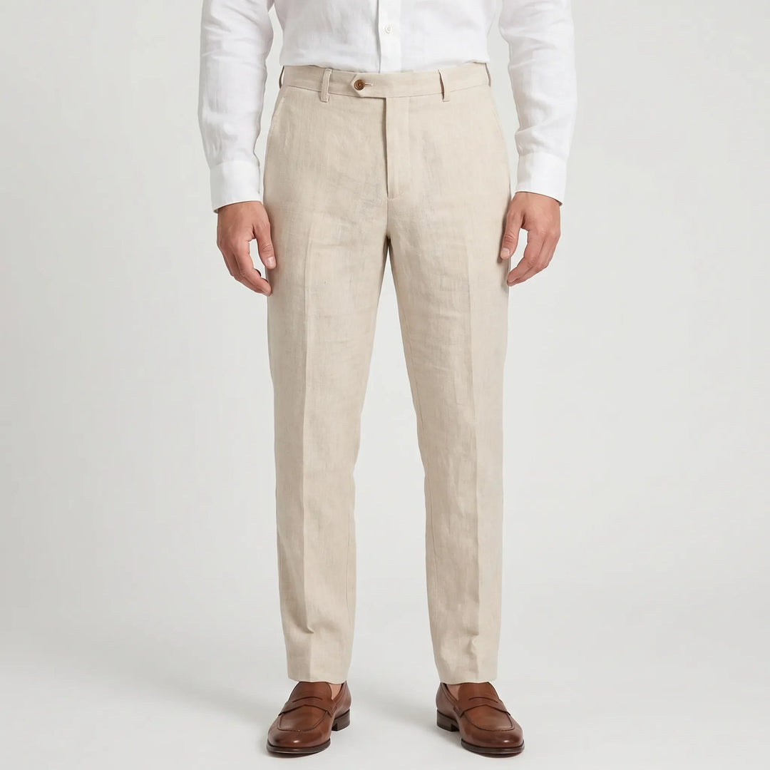 Office Wear Linen Blend Trousers -  Sheldon