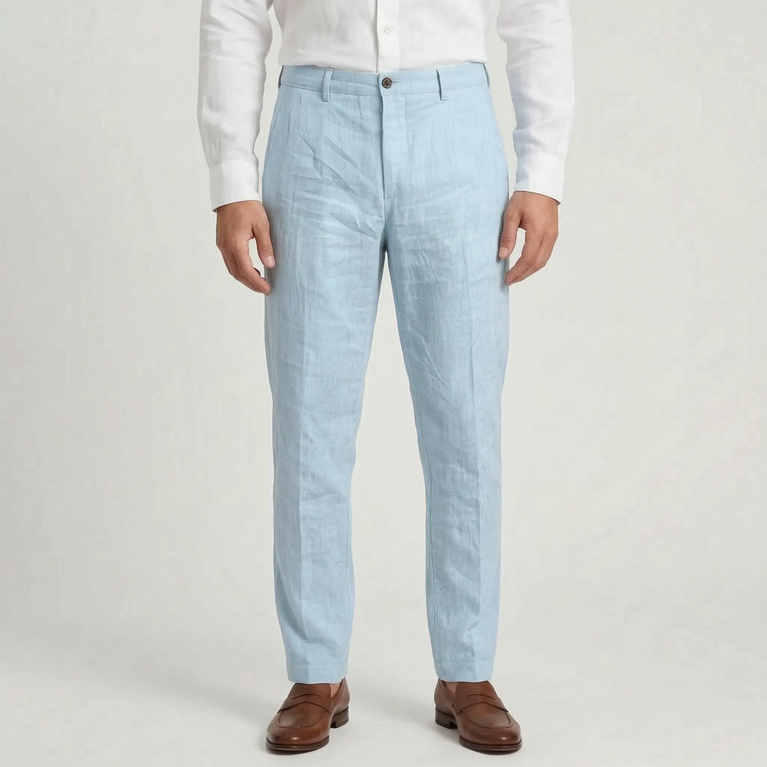 Office Wear Linen Blend Trousers -  Sheldon