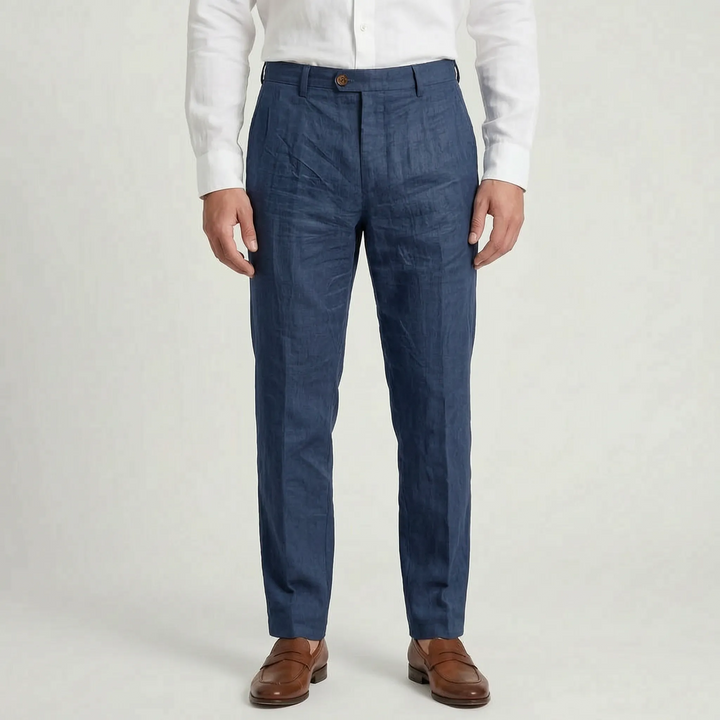 Office Wear Linen Blend Trousers -  Sheldon