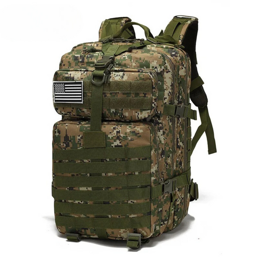 Tarnrucksack, Militärstil, Camouflage, Outdoor, Wandern, strapazierfähig, mit USA-Flaggenpatch