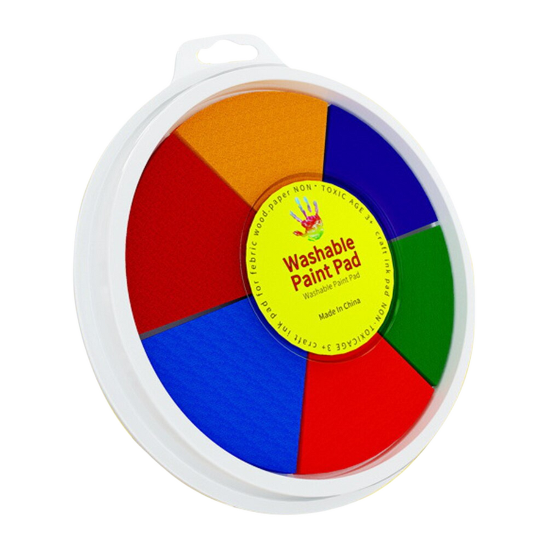 Waschbares Farbkissen Set, rund, mehrfarbig, ungiftig, für Kinder, Kunstbedarf.