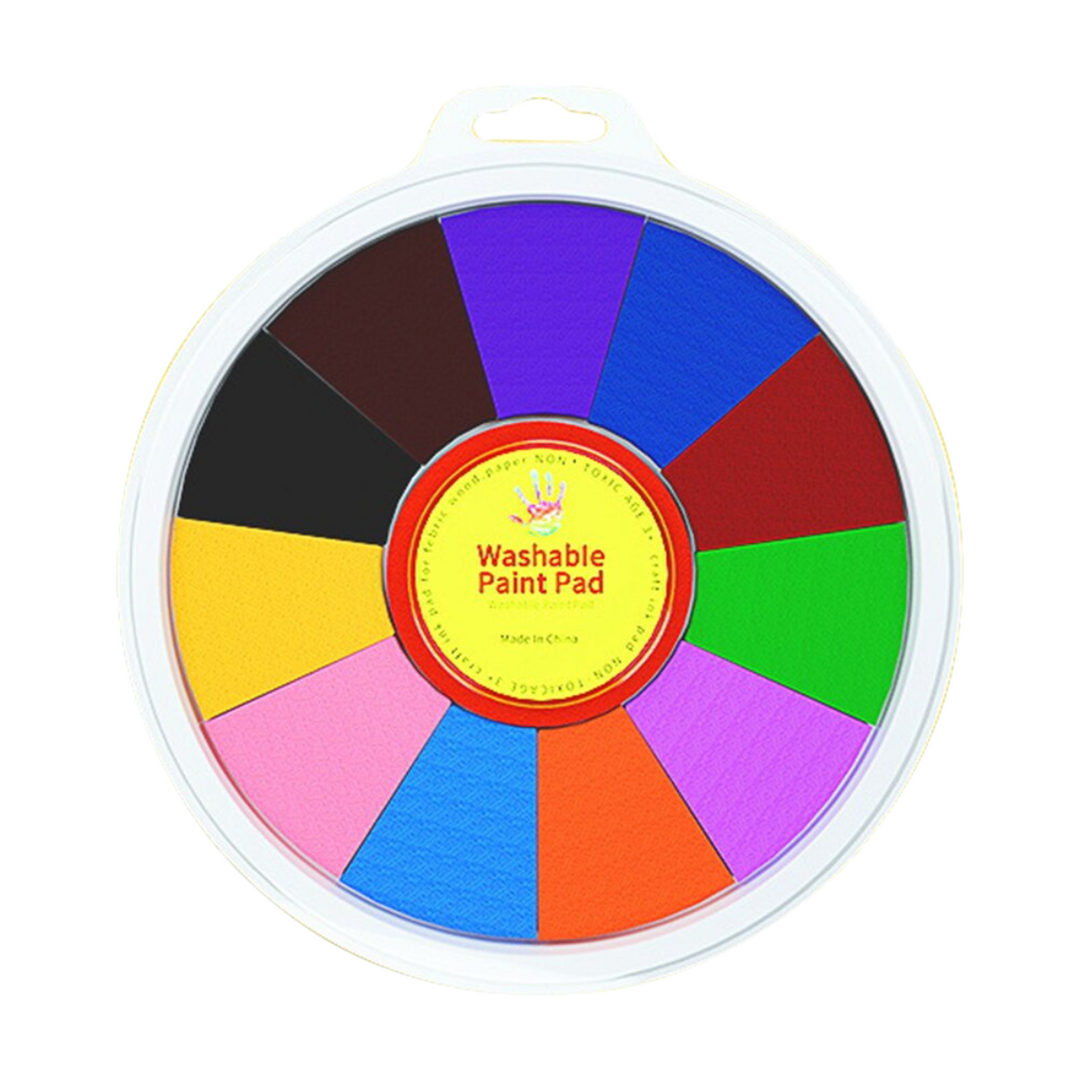 Bunte waschbare Farbkissen, runde Palette, 12 Farben, Malzubehör für Kinder.
